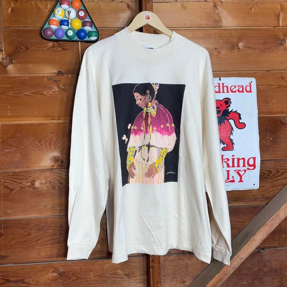 Vintage 90s indigenous person graphic shirt
